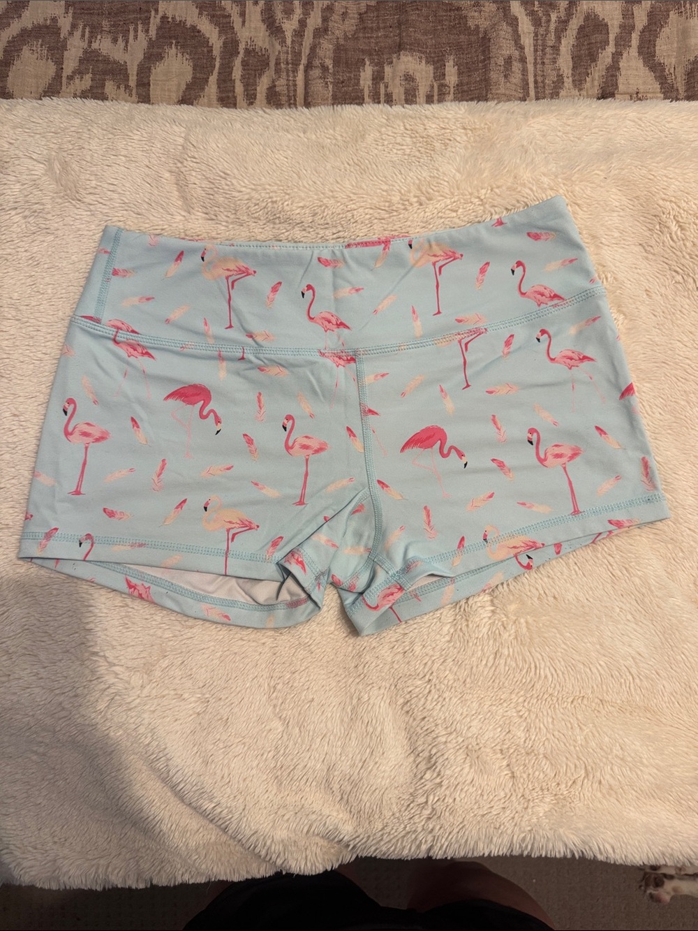 Savage Barbell Light Blue and Pink Flamingo Athletic Shorts